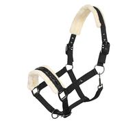 Imperial Riding Headcollar IRHJewel - Glamorous Softshell Headcollar with Faux Fur Padding & Rhinestones, Adjustable, Comfortable Horse Halter for Stable, Training & Pasture, Black, Cob