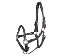 Imperial Riding Headcollar IRHLaura - Robust Nylon Halter with PU Leather Straps & Stylish Metal Fittings, Adjustable & Comfortable for Daily Use in the Stable Black, Full