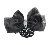 Imperial Riding IRH Black Pearl Net Hair Bow with French Feather Clip 100% Polyester