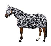 Imperial Riding IRH Carly Fly Blanket Made of Fine Mesh with Fixed Neck and Loose Fly Mask, Zebra Design for Summer Insect Protection, 115