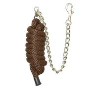 Imperial Riding IRH Classic Stallion Chain with Carabiner Hook, Lead Rope with Iron Chain and Brass Snap, Walnut