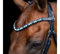 Imperial Riding IRH Grande Leather Headband with Glass Rhinestones and Pin Clasp Blue Pony