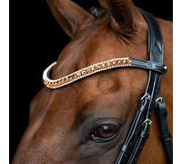 Imperial Riding IRH Grande Leather Headband with Glass Rhinestones and Pin Clasp Bronze Pony