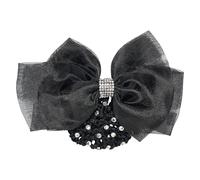 Imperial Riding IRH Hair Bow with Hair Net and Rhinestones French Feather Clip 100% Polyester Black