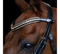 Imperial Riding IRH Maxima Leather Headband with Glass Rhinestones and Pin Clasp Brown Pony