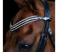 Imperial Riding IRH Maxima Leather Headband with Glass Rhinestones and Pin Clasp Olive Green Pony