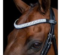 Imperial Riding IRH Maxima Leather Headband with Glass Rhinestones and Pin Closure, Light Blue/Blue, Full