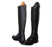 Imperial Riding IRH Olania Dressage Leather Riding Boots with Lacing and Zip Long/Tight, Black Crocodile, 8.5 UK