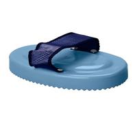 Imperial Riding IRH Plastic Curry Comb, Robust Curry Comb with Webbing Handle, Ergonomic Fur Curry Comb for Thorough Horse Care & Stylish Stable Look, Blue Breeze