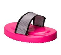 Imperial Riding IRH Plastic Curry Comb, Robust Curry Comb with Webbing Handle, Ergonomic Fur Curry Comb for Thorough Horse Care & Stylish Stable Look, Neon Pink