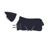 Imperial Riding IRHBasic Outdoor Blanket 200 g, Removable Neck Piece, Medium-Weight Outdoor Blanket, Weatherproof Material, Kick Pleat, 600D Polyester, Cross Surcingles, Tail & Leg Cords, Navy, 125