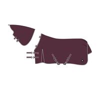 Imperial Riding IRHBasic Outdoor Blanket, Summer Rain Blanket, Removable Neck Piece, Lightweight Outdoor Blanket, Weatherproof Material, with Kick Pleat, Cross Surcingles, Tail and Leg Cords, Wine Red