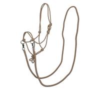 Imperial Riding IRHFree Ride Knot Halter - Lightweight, Robust Rope Halter Made of Strong Polyester Rope, Individually Adjustable, for Training, Floor Work & Everyday, Cappuccino, Full