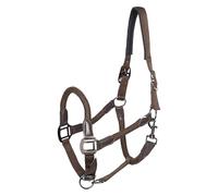 Imperial Riding IRHLaura Headcollar - Robust Nylon Halter with PU Leather Straps & Stylish Metal Fittings, Adjustable & Comfortable for Daily Use in the Stable Chocolate, Full