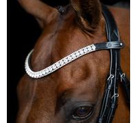Imperial Riding IRHSlim Thin Leather Headband with Glass Rhinestones and Pin Clasp Silver Pony