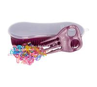 Imperial Riding Perfection IRH Brush with Braided Rubbers Practical Horse Brush with Integrated Storage Compartment and Plait Comb, 3-Piece Care Set, Dark Flower