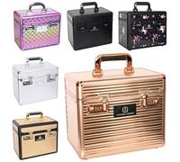 Imperial Riding Shiny Classic Small Cleaning Box, Cleaning Case with Combination Lock, Adjustable Compartments, Storage Box for Cleaning Toys, with Mirror, 32 x 20 x 26 cm, Rose Gold