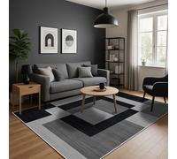 Imperial Rooms Area Rugs for Bedroom - Large Rugs Living Room 120 x 170 Cm Modern Floor Carpet - Geometric Style Non Shedding Super Soft Milo Black and Grey Rug Easy Care