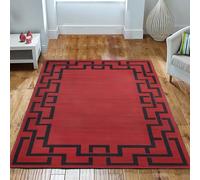 Imperial Rooms Area Rugs for Bedroom - Red Rugs Living Room 80x150 Cm - Greek Key Style Modern Floor Carpet Non Shedding Durable Super Soft Rug Easy Care (Lexi)