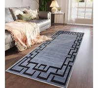 Imperial Rooms Area Rugs for Bedroom - Runner Rugs for Hallway Greek Key Non Shedding Grey Rug Living Room Soft Touch Modern Floor Carpet Runners Indoor - Easy Care (60 x 220Cm, Nico)