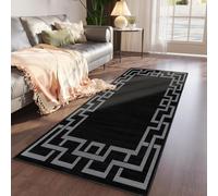 Imperial Rooms Area Rugs for Bedroom - Runner Rugs for Hallway Greek Key Rug Living Room Non Shedding Soft Touch Modern Floor Carpet Nico Black Runners Indoor - Easy Care (60 x 220Cm)