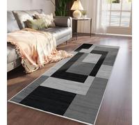Imperial Rooms Area Rugs for Bedroom - Runner Rugs for Hallway Modern Floor Carpet Runners Indoor Non Shedding Soft Touch Milo Black and Grey Rug Living Room - Easy Care (60 x 220Cm)
