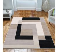 Imperial Rooms Area Rugs Living Room 160x230 Cm - Printed Rugs for Bedroom Geometric Style Modern Floor Carpet Non Shedding Super Soft Large Rug Easy Care (Milo Neutral)