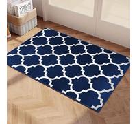 Imperial Rooms Area Rugs Living Room - Rugs for Bedroom Modern Floor Carpet Trellis Style Non Shedding Durable Super Soft Ava Navy Small Kitchen Rug (40 x 60Cm)