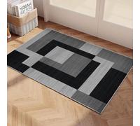 Imperial Rooms Area Rugs Living Room - Rugs for Bedroom Modern Kitchen Carpet - Geometric style Durable Super Soft Non Shedding Milo Black and Grey Small Floor Rug Easy Care (40 x 60Cm)
