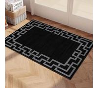 Imperial Rooms Area Rugs Living Room - Rugs for Bedroom Modern Kitchen Carpet - Greek Key Style Durable Super Soft Non Shedding Nico Black Small Floor Rug Easy Care (40 x 60Cm)