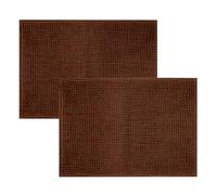 Imperial Rooms Bath Mat Non Slip Anti Mould (2 pack) - Brown Bath Mats 40x60cm, Chenille Bathroom Mat Super Absorbent Extra Soft Fluffy Shower Mat