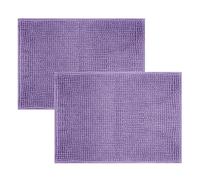 Imperial Rooms Bath Mat Non Slip Anti Mould (2 pack) - Lilac Bath Mats 50x80cm, Chenille Bathroom Mat Super Absorbent Extra Soft Fluffy Shower Mat