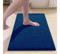 Imperial Rooms Bath Mat Non Slip Anti Mould - 60 x 90 cm Navy Chenille Shower Mat Machine Washable Bathroom Mat Super Absorbent Extra Soft Fluffy Bath Mats
