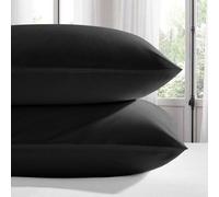 Imperial Rooms Bedding Pillow Case - Easy Care Fade Resistant Brushed Microfiber Pillow Cover Pair Standard Size Black 50X75Cm