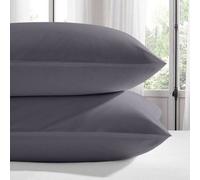 Imperial Rooms Bedding Pillow Case - Easy Care Fade Resistant Brushed Microfiber Pillow Cover Pair Standard Size Charcoal 50X75Cm