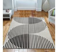 Imperial Rooms Bedroom rugs for Adults - Cream Rugs Living Room Large 200x290 Cm Geometric Pattern Modern Floor Carpet Super Soft Abstract Extra Large Rug Easy Care (Jett)