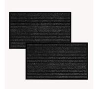 Imperial Rooms Black Door Mat Non Slip - 2 Pack Rubber mat 60x90cm Machine Washable Door Matts indoor Dirt Trapper Super Absorbent Door Mats Outdoor