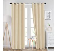Imperial Rooms Blackout Curtains for Bedroom Thermal Insulated Eyelet Cream Curtains 66x90 inch Drop Living Room Windows Treatments, Black Out Soft Curtains with 2 Tiebacks (167x228cm)