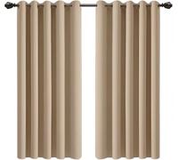 Imperial Rooms Blackout Eyelet Curtains for Bedroom, Beige 66”x90” 1 pair