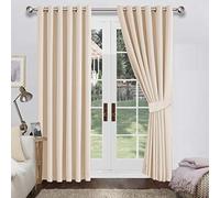 Imperial Rooms Blackout Eyelet Thermal Insualted Curtains for Bedroom - Black out Ring Top Soft Pair Curtains + Free Tie Backs (Cream, 46" x 54"(117 x 137 CM))