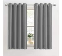 Imperial Rooms Blackout Ring Top Curtains for Bedroom 46x54 Thermal Insulated Super Soft Light Grey Room Darkening Eyelet Curtain - 2 Panel with Tie Backs