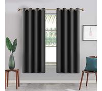 Imperial Rooms Blackout Ring Top Curtains Thermal Insulated Pair Kitchen Short Curtains for Windows with Free Tie Backs (Grey, 66″ x 54″ (168cm x 137cm))