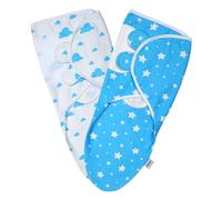 Imperial Rooms Blue Swaddle Blanket 0-3 Months 100% Soft Organic Cotton Swaddles for Newborn - Pack of 2 Baby Swaddle Blanket for Boy and Girl Baby Wrap