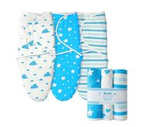 Imperial Rooms Blue Swaddle Blanket 0-3 Months 100% Soft Organic Cotton Swaddles for Newborn - Pack of 3 Baby Swaddle Blanket for Boy and Girl Baby Wrap