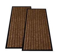 Imperial Rooms Brown Door Mat Non Slip - 2 Pack Rubber mat 80x300cm Machine Washable Door Matts Indoor Dirt Trapper Super Absorbent Door Mats Outdoor