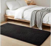 Imperial Rooms Cozy Rugs Living Room, 100% Polyester, Anti Slip Backing, Soft Fluffy Thick Low Pile 600 GSM, Small Bedside Rug for Bedroom, Non Shedding Carpet for Kids Nursery Room, Black, 80x150 cm