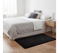 Imperial Rooms Cozy Rugs Living Room, 100% Polyester, Anti Slip Backing, Soft Fluffy Thick Low Pile 600 GSM, Small Bedside Rug for Bedroom, Non Shedding Carpet for Kids Nursery Room, Black, 60x120 cm