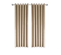 Imperial Rooms Crushed Velvet Curtains Eyelet 66x72 Fully Lined Blackout Beige Curtains for Living Room Super Soft Window Curtain Pair Panels with 2 Tie Backs (168cm x 183cm)