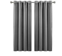 Imperial Rooms Crushed Velvet Curtains for Bedroom 66x90 Inch Grey Eyelet Blackout Curtains Privacy Protection Ring Top Thermal Insulated Curtain 2 Panel with Matching Tiebacks