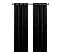 Imperial Rooms Crushed Velvet Curtains for Living Room 66x72 Inch Dope Eyelet Blackout Curtains Super Soft Ring Top Thermal Insulated Black Curtain 2 Panel with Matching Tiebacks